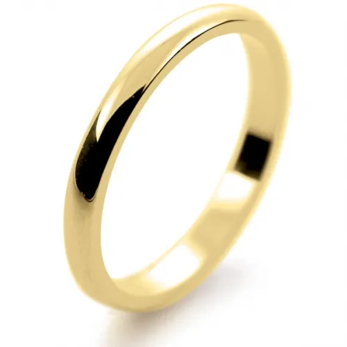 D Shape Medium -  2.5 mm Yellow Gold Wedding Ring